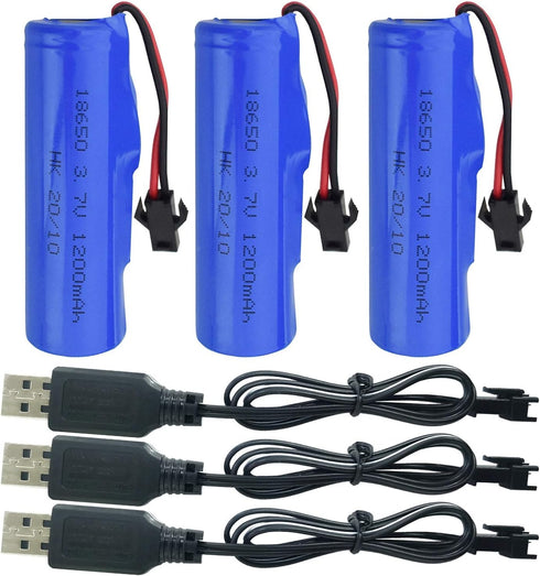 NORTH STAR 1595 3PCS 3.7V 1200mAh Lithium Battery with 3PCS USB SM Charger for DE45