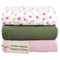 MOZAH Organic Muslin Swaddle Blankets - Pink, Olive and Pink Leaves -