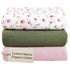 MOZAH Organic Muslin Swaddle Blankets - Pink, Olive and Pink Leaves -
