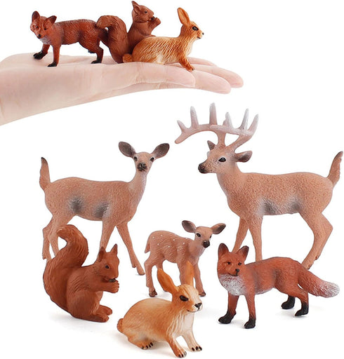 Animal Figures 6pcs - Plastic Woodland Animals Action Model for Science Project, Learning Educational Toys, Birthday