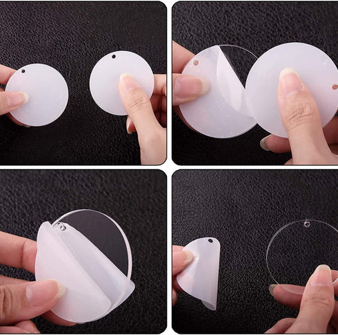 KINGFOREST 120PCS Acrylic Keychain Blanks Kit - 30 Keychain Rings, 30 Jump Rings, 30 Clear Discs, 30 Tassels