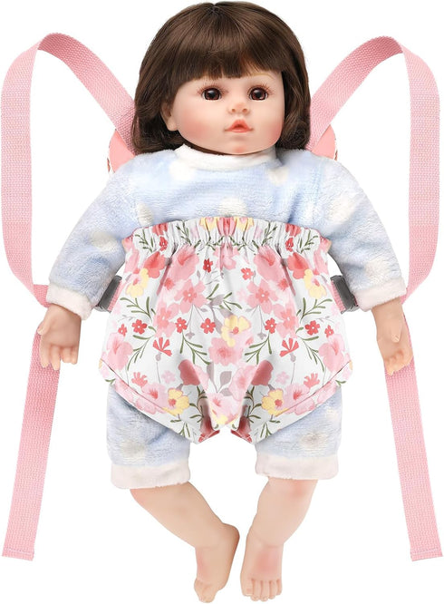 GAGAKU Baby Doll Carrier for Little Girls, Reborn Baby Doll Carrier for Toddlers 1-3 Years Old - Pink Rose of Sharon