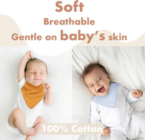 COOROBIN 8 pack-Muslin 100% Baby Bibs, Cotton Baby Bandana Drool Bibs, Ultra Soft & Absorbent for Newborns & Infants