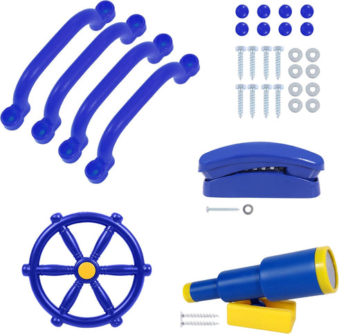 RedSwing Playground Accessories for Kids Outdoor - Swingset Attachments with Pirate Ship Wheel, Telescope, Blue