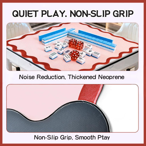 ZWFCGMMBC 32.4in 4 1 Bag,4 Scalloped Mahjong MatAnti Slip Noise Reduction Mahjong Accessoriemahjong Table MatMajiong