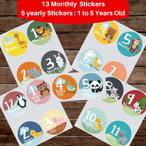 NOVARENA 48 Pack Baby Month Stickers - 4" Milestone Stickers to Track Your Baby's First Year