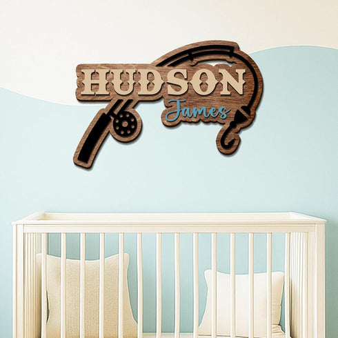 Personalized Name Sign for Baby Boy Room, Fisherman Theme Nursery Decor, Kids