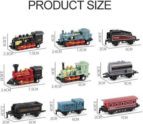 CORPER TOYS Mini Train Toy Die-Cast Pull Back Steam Train Model Set - 4 Packs (16 Pieces)