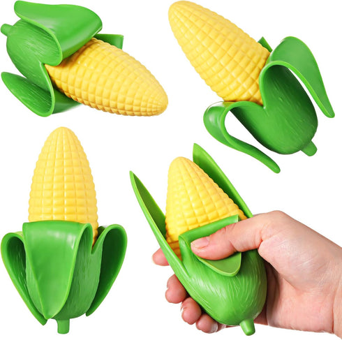 Zhanmai 4 Pcs Fake Banana Toy Soft Stress Relief Rubber Stretchy Fidget Toys for Little Ones (Corn Style)