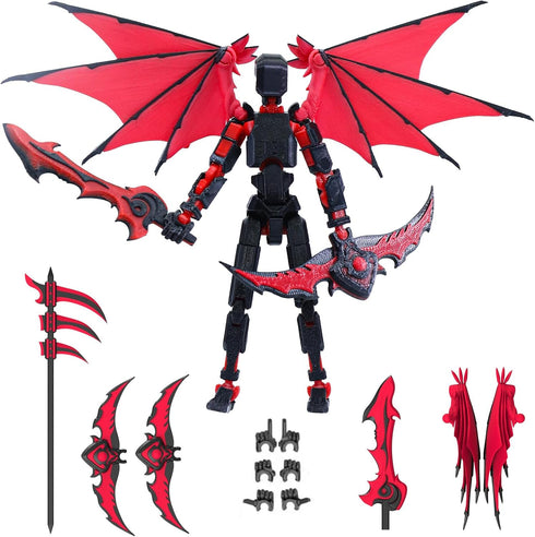 MIGESS Titan 13 Robot Action Figure,Dummy 13,Articulated Robot with Demon Wings, 3D Printed