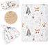 BabyWhale Muslin Swaddle Blanket with Hat and Headband Bow, Animals Print Swaddle