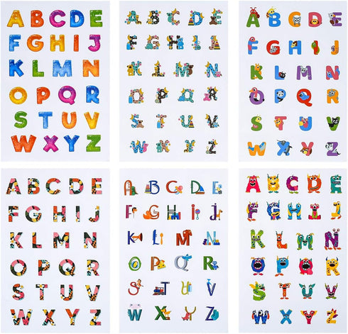 664 Pcs Cute Alphabet Letter Stickers - 24 Sheets Colorful Animals Art Paper for Preschool Kids, Scrapbook, Party