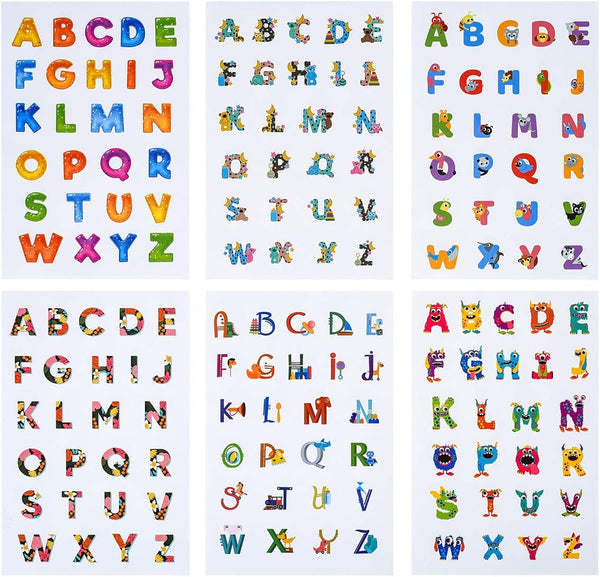 664 Pcs Cute Alphabet Letter Stickers - 24 Sheets Colorful Animals Art Paper for Preschool Kids, Scrapbook, Party