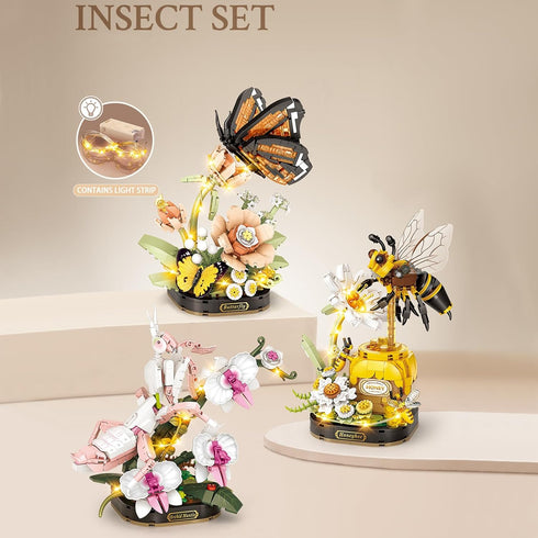 MEIEST Set,Colorful Insect Flower Building Blocks Construction Building Bricks Toy with a Science Popularization