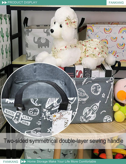FANKANG Storage Basket, Nursery Hamper Canvas Laundry Basket with Waterproof PE Coating, Foldable for Office, Bedroom,