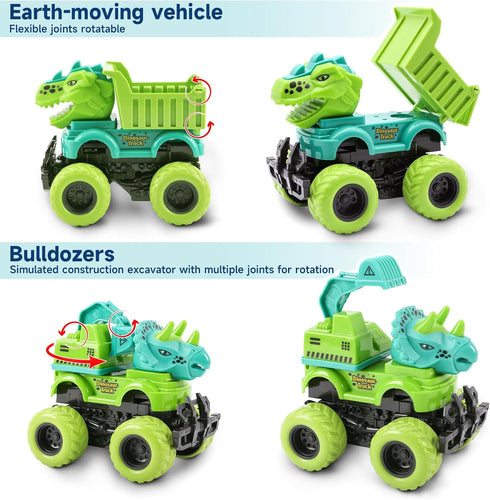 KESIYI 3 4 5 2 Pack 6 3-4-5-7, 3-5 Dinosaur Monster Truck Toys for Year Old Boys, with Mini Dinosaur Figures, Monster