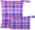 Haskirky Blue Purple Bold Plaid 2 Pcs Cloth Diaper Wet Dry Bags,Waterproof and