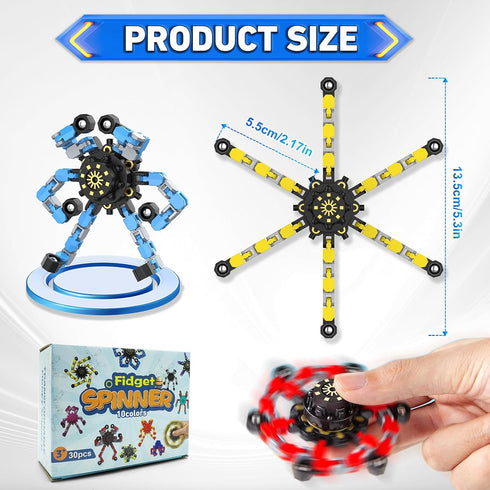 YIZER Spinners,30PCS Easter Basket Stuffers Transformable Fidget Funny Sensory Fidget Toys Deformable Chain DIY Robot