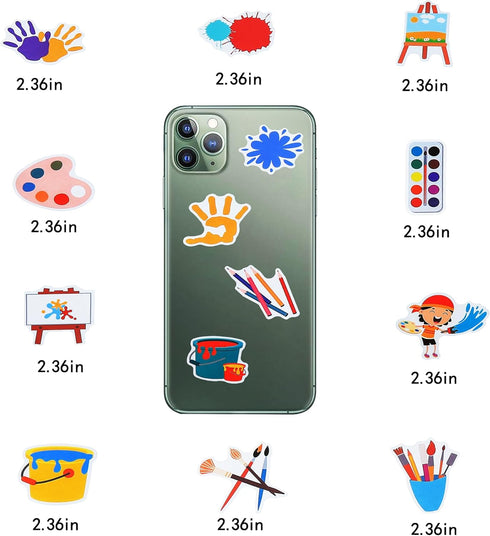 100 Pack Art Painting Stickers - Art Painting Party Favors, Birthday Decorations for Creative Celebrations