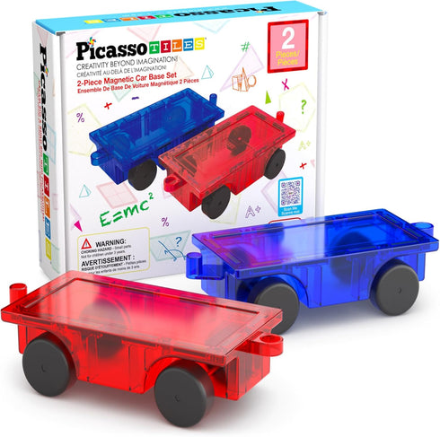 PicassoTiles 2 Piece Car Truck Construction Kit Toy Set Vehicle for Magnetic