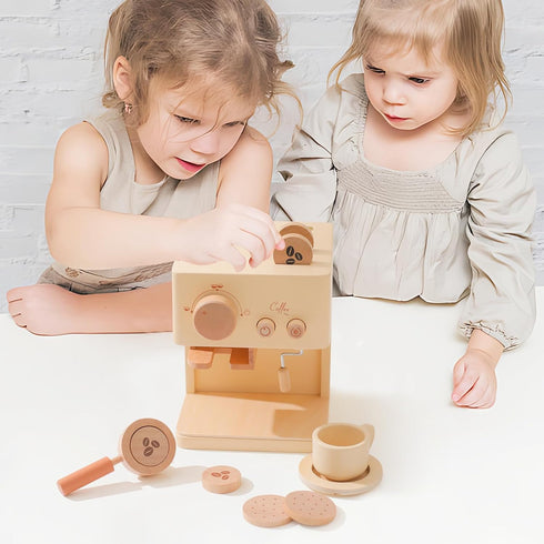 10Pcs Playset Set Sets ibwaae Kids Coffee Maker Toy Coffee Maker Wooden Kitchen Toys Toddler Play Kitchen Accessories