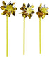 Bulk Pack of 50 Gold and Silver Two-Tone Pinwheels - 12" Tall with 10" Plastic Stem for Indoor and Outdoor Use