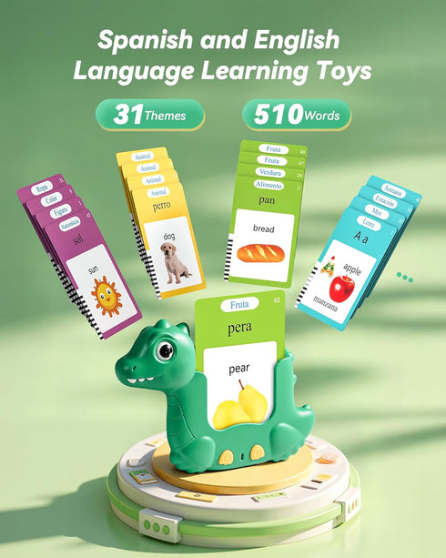 1-3, 31 Bilingual Spanish and English Talking Flash Cards for Toddlers Montessori Learning Toys with Themes, Pocket