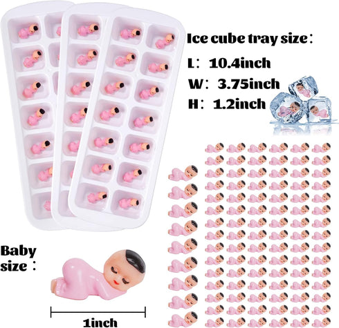 My Water Broke Baby Shower Game with 100 Mini Plastic Babies, 3 Ice Cube Trays, Baby Shower Decorations and Games