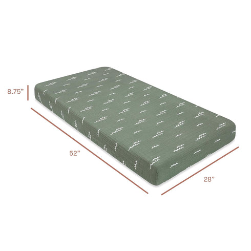 100% 360, Babyletto Organic Cotton Crib Sheet, GOTS-Certified, Fitted Ultra-Soft and Breathable Muslin - Ocean Waves