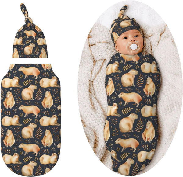 Capybaras Swaddle Blankets, Newborn Receiving Blanket, Soft Sleeping Sack for Baby Girls Boys