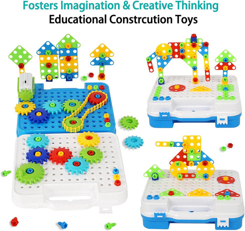 Gears Toys for Kids Ages 4-8, STEM Educational Construction Building Toy Set for Boys and Girls, Creative Learning
