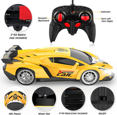 1:18 3 4 5 6 7 8 9 Growsland Remote Control Car, RC Cars for Kids Electric Toy Car Hobby Racing Car Toys with Lights