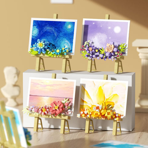 Vilbocr SetBlock 357Pcs) Mini Flower Building Bouquet Easel for Desk Decorations and Message Stickers.Flower Building