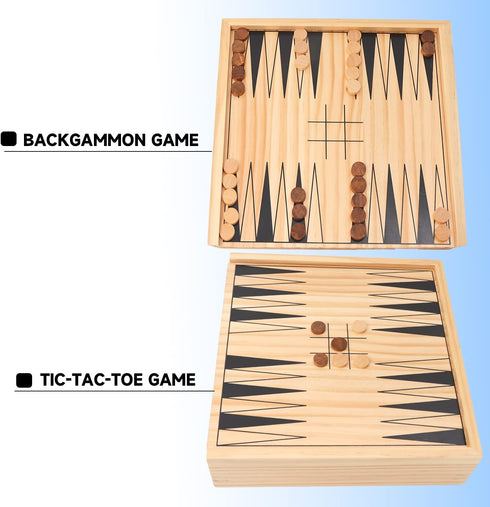 GSE Games & Sports Expert Wooden 9-in-1 Game Combo Set - Chess, Checkers, Backgammon, and More