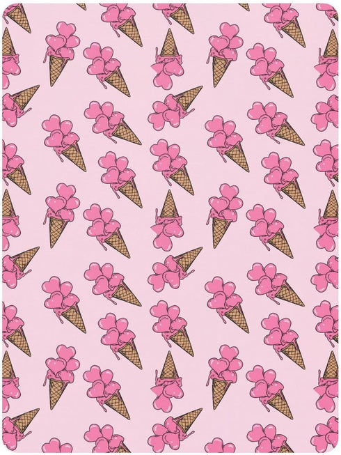 Jynexis 52x28 Ice Cream Heart Pink Pattern Baby Crib Sheets, Cotton Fitted Crib Sheet, Soft Breathable, Fits Standard