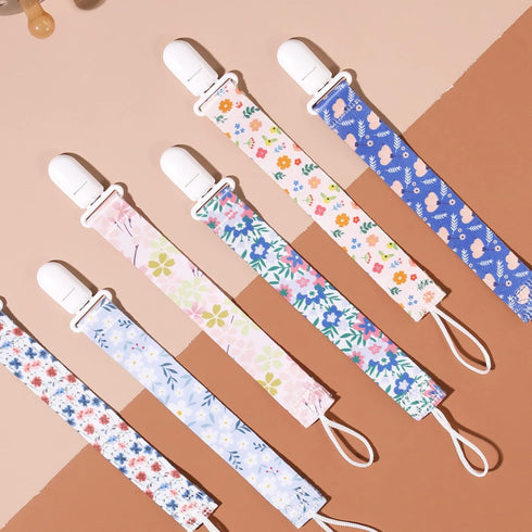 6 Pack Floral Pacifier Clips Holder Clips for Pacifiers, Binky and Teethers(Flower)