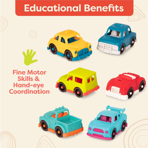 B. toys Happy Cruisers Mini Vehicles - Sports, Police, Pickup, Roadster, Taxi, 4x4 (6 Count)