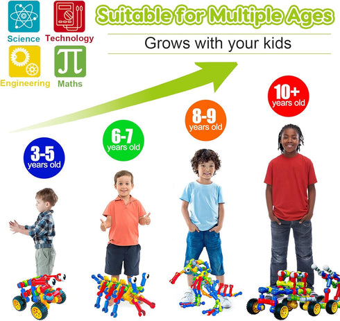 3 4 5 6 7 8+ 186 4-8 6-8 8-12 Kids STEM Building Toys for Year Old Boy Girl Birthday Gift, Pcs Preschool Classroom