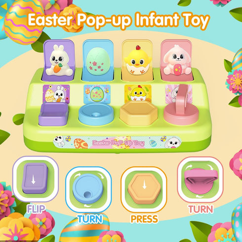 Age18 Letapapa Interactive Pop Up Toys for Toddlers, Toddler Easter Toys Easter Basket Stuffers, Montessori Cause