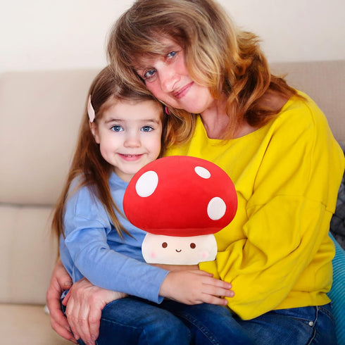 Large Mushroom Plush Toy - Stuffed Animal Hugging Throw Pillow for Birthday or Valentine Gift