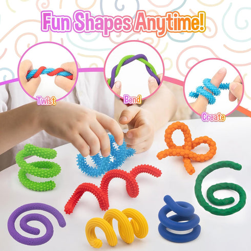 Autism,8 Pack Sensory Fidget Toys for Kids with Quiet Calm Bendable Sensory Sticks Fidget Sticks for Classroom,Calming