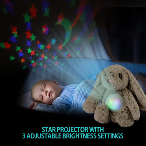 BEREST Baby Sleep Soother Bedtime Bunny with Starry Projector Night Light, Plush Stuffed Animal for Newborn Infants