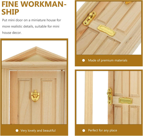 Wooden Dollhouse Door, Mini Wooden Door 1:12 Scale for Dolls DIY Dollhouse Furniture Accessories
