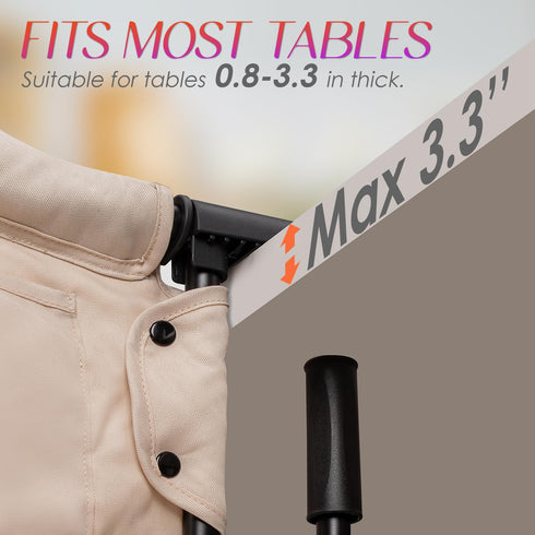 6-36 Hook on High Chair,Portable Foldable High Chair for Babies Months, Includes Storage Bag(Khaki)