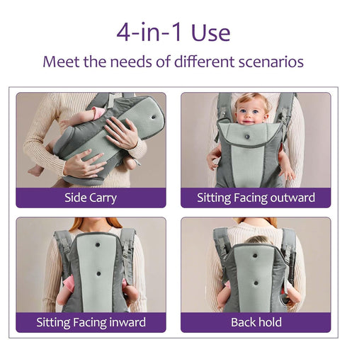 Strap,4-in-1 Summer,Compact 0-3 Ergonomic Baby Carrier with Adjustable Newborn to Toddler Carrier,Breathable Mesh Baby