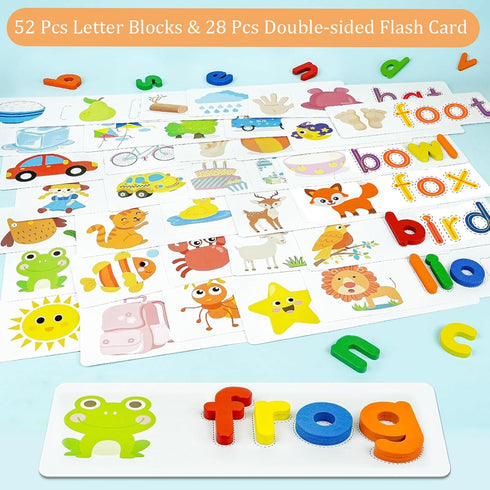 LXDHSRTA 3+ Counting Montessori Math & Spelling Learning Toys for Kids Years -Wooden Number Blocks, ABC Letter Matching