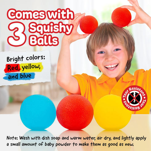 Set Pack 3, IMPRESA Squishy Stress Ball - Sensory Toys for Kids - Fidget Toys for Adults - Tear-Resistant Squeeze Balls