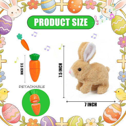 SANTVOLO Hopping Bunny Toy, Interactive Electronic Bunny Stuffed Animal with Sounds and Movements, Animated Walking