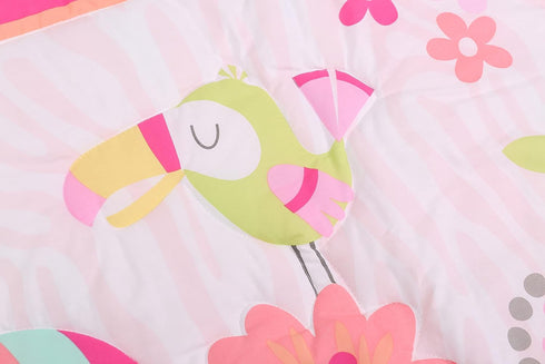 CribMATE 1 PC Nursery Crib Comforter/Quilt Pink Floral Elephant Bird Crib Bedding Quilt for Baby Girl (Pink Elephant)