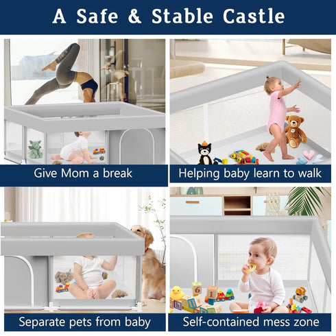 50x50 Inch, Baby Playpen Playpen for Babies and Toddlers Baby Playpen Fence Playard Activity Center, Without MAT